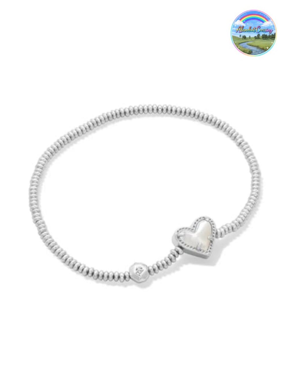 Kendra Scott Ari Heart Stretch Bracelet, Rhodium Over Brass, Ivory